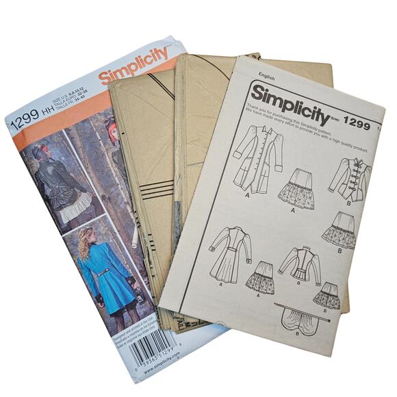 Simplicity #1299 Arrivestry Haunt Couture Costume Skirt, Jacket UNCUT FACT FOLD - Picture 2 of 3